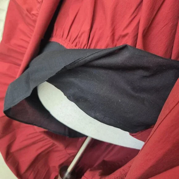 NWOT A.L.C. Fleur Long-Sleeve Tiered Cotton Dress Maroon Deep Red Suma, Size 10 - Picture 9 of 9